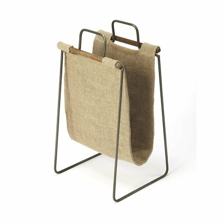 GFANCY FIXTURES Hanging Burlap & Iron Magazine Rack, Beige GF3102637